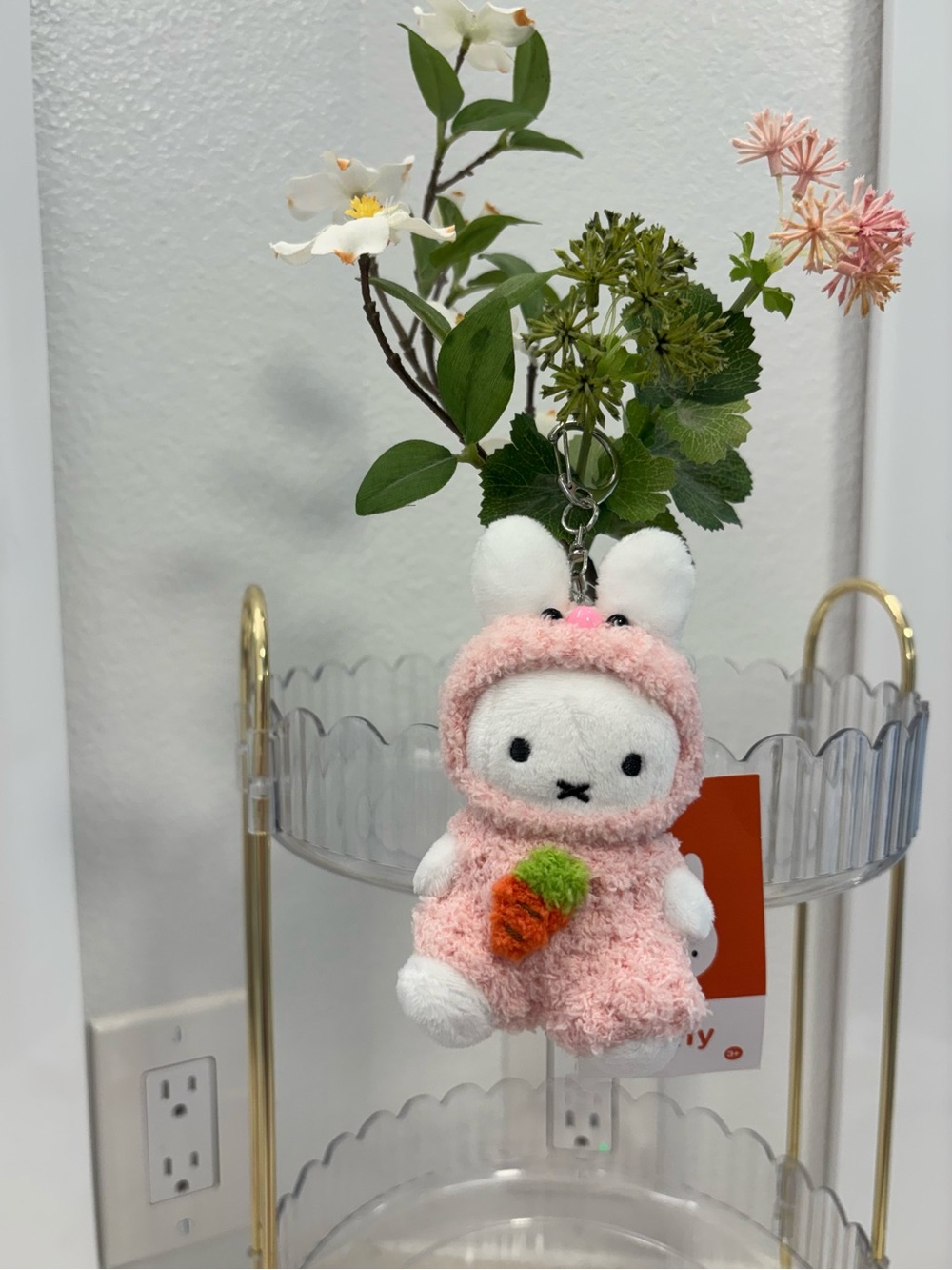 Adorable Miffy🐰💗Pink Bunny Plush Keychain with Carrot Accent